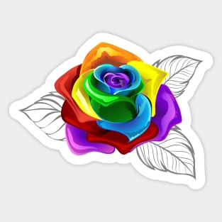 Rainbow rose bud ( Rainbow roses ) Sticker